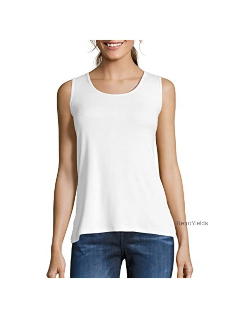 Mini Ribbed Cotton Tank Top Sleeveless Scoop Neck Wide Strap Women's